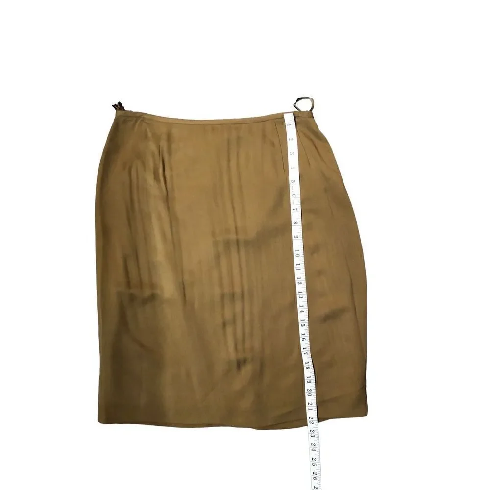 Vintage straight pure silk camel color career skirt Size 10